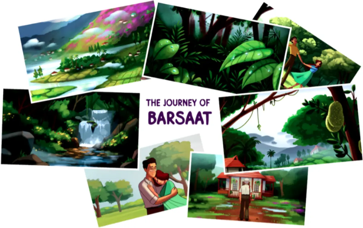 The journey of Barsaat, a collage of frames from the film